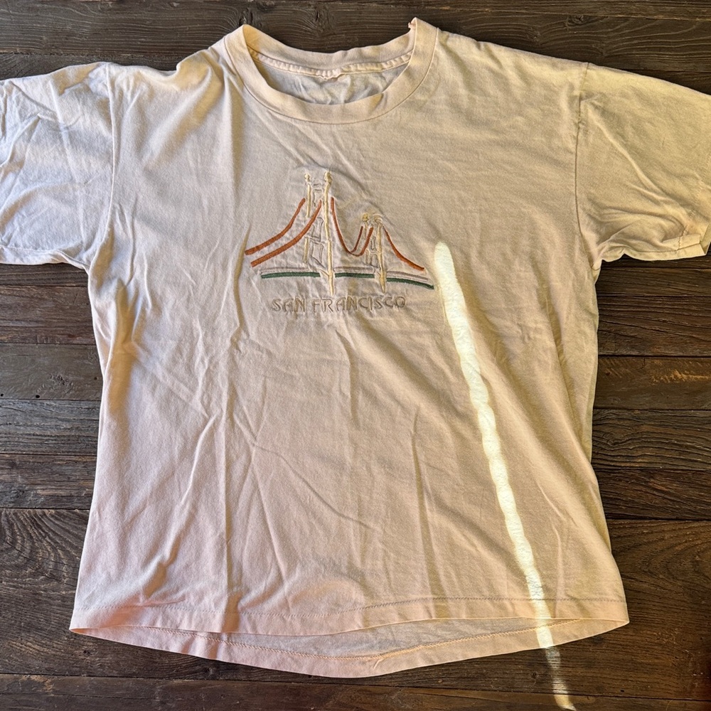 Vintage single stitch San Francisco cotton embroidered short sleeved tee‎ XL - Picture 2 of 8